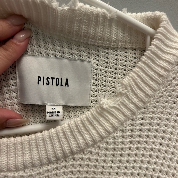 Pistola white distressed sweater size medium - Picture 8 of 8